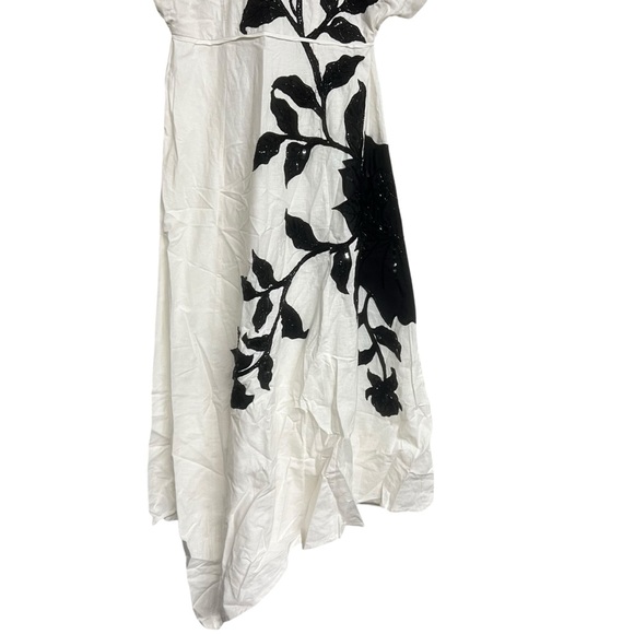 New Karen Millen Linen Cotton Hand Embellished Bow Detail Midaxi Midi Dress - Picture 6 of 9